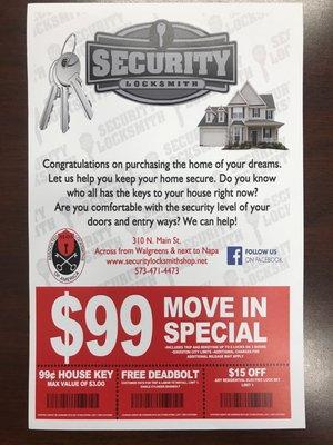 Call us today and ask us about our move in special