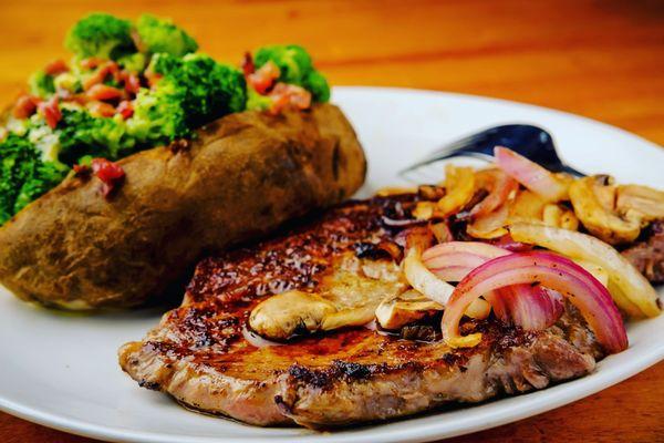 Rib eye Steak and Loaded Bake Potato