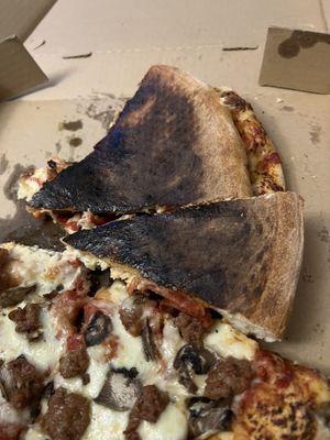 Burnt pizza