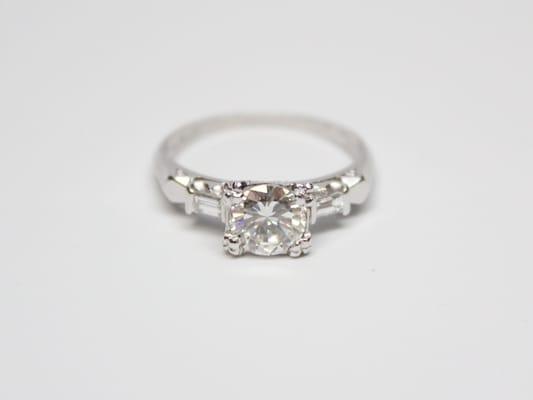 One of our antique platinum solitaire settings - this one from the Art Deco period.