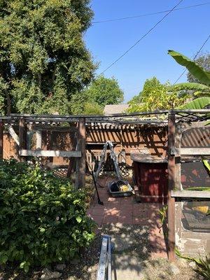 remove an old pergola.