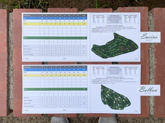 Balboa and Encino Golf Course Map Back Side