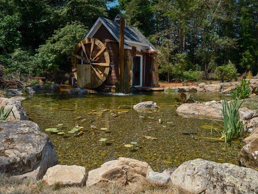 Store Display: Office Water Wheel with Natural Swimming Pond Pool and Koi Fish