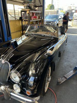 1961 Jaguar XK150 in for brake master and new brake hoses. Done perfectly by Hezi and Nadav.