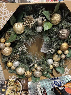 $50 prelit wreath for Christmas