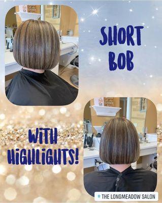 Short bob with highlights and lowlights by: Yadira