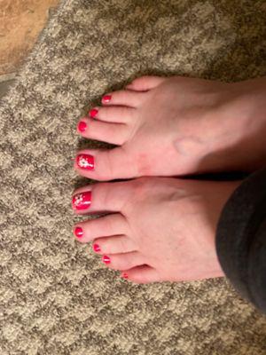 Feet, toes, polish, nails, flowers