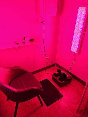 Red light therapy room