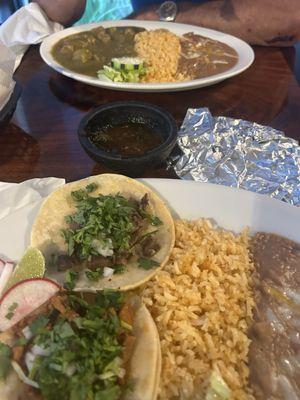 Chili verde and street tacos