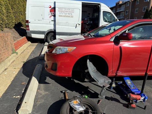 2011 Toyota Corolla , tire speed sensor replacement and wiring fix