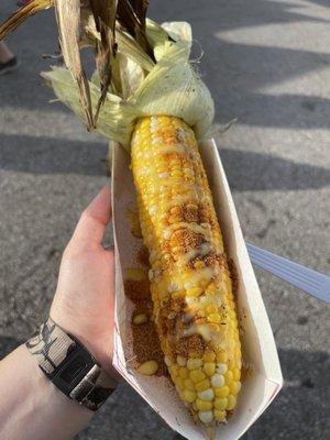 Fire roasted corn from Captain's Seafood Market