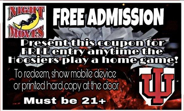 Free Entry for any IU Home Game! Save, Share, Use!