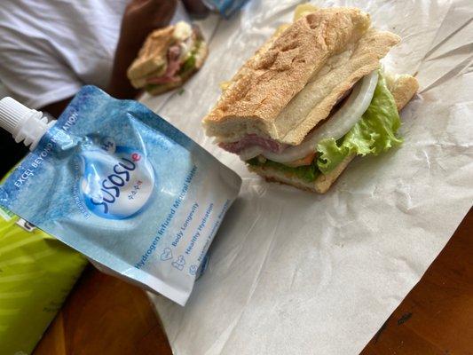 Great Falls Sub with a pouch of Susosu Water!