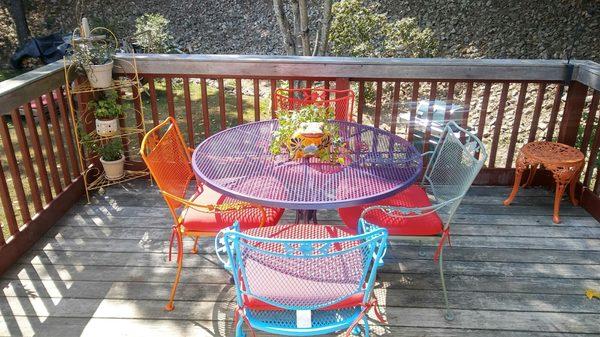 table & chairs from countryside(low price),had bad paint that was peeling but 8 cans of spray paint & a few hours made it perfect! Sherri O.