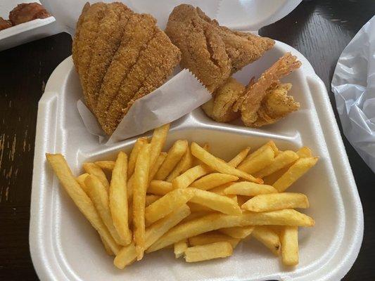 Catfish and shrimp with fries