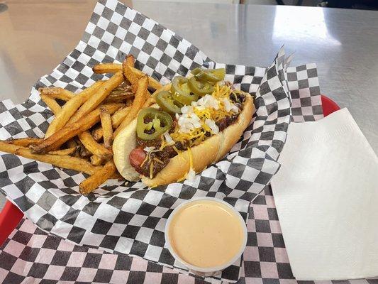 Chili Dog with House cut fries