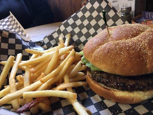 Hamburger and regular fries