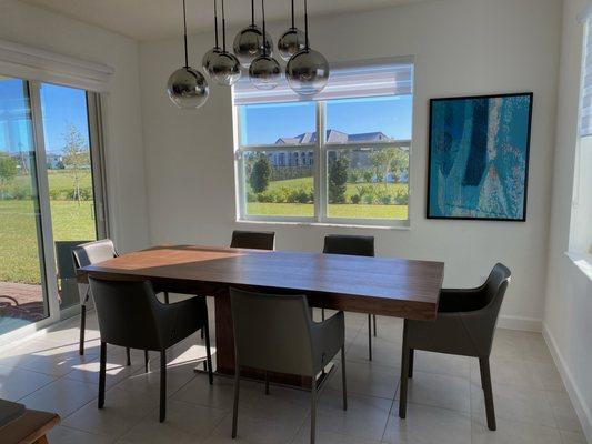 Palerma Dining table with 6 Trezo grey chairs.