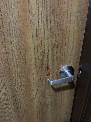 Blood on the door