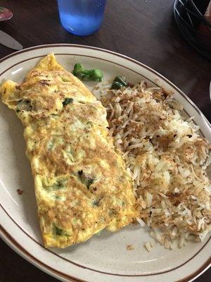 Veggie omelette with hashbrowns