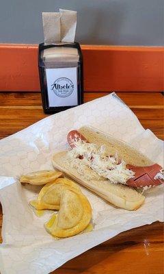 Kielbasa, Sauerkraut Sub With Side Of Garlic Butter Pierogies