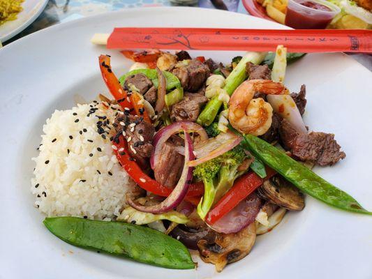 Surf and turf stir fry