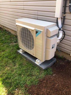 We install mini-split systems as well. This unit provides heating and cooling to the home.