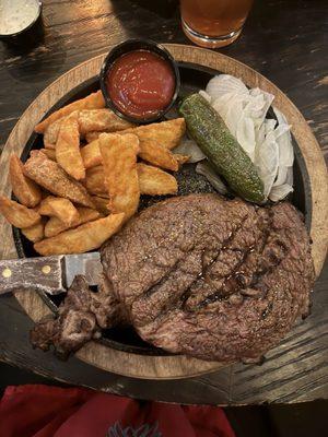 Marbled ribeye with steak fries. Delicious!