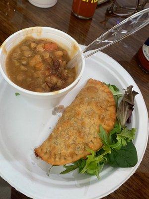 Empanada and soup