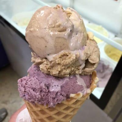 Apple Butter Ice Cream Atop of Blueberry Ice Cream