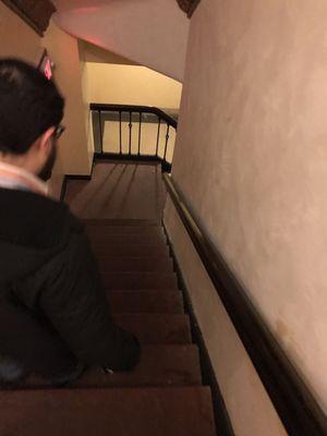 Stairs to men's room