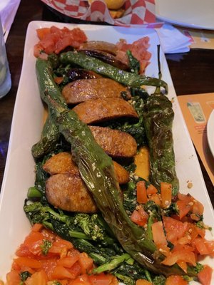 Broccoli rabe, sausage, and hot peppers; AWESOME!