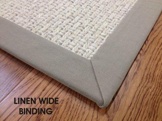 Mitred corners on your Custom wide binded area rug.