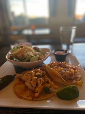 Grilled Fish Tacos  with a side Caesar Salad