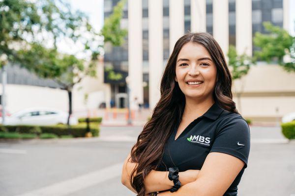 CPA Fabiola Ramirez outside MBS Accountancy office in downtown Fresno, CA