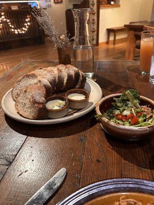 Sourdough bread and broccoli salad