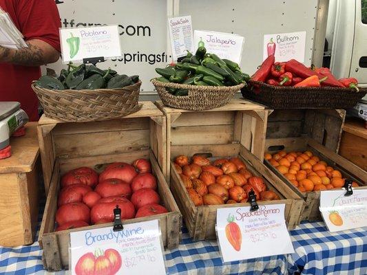 Tomatoes and peppers from Three Springs Fruit Farm