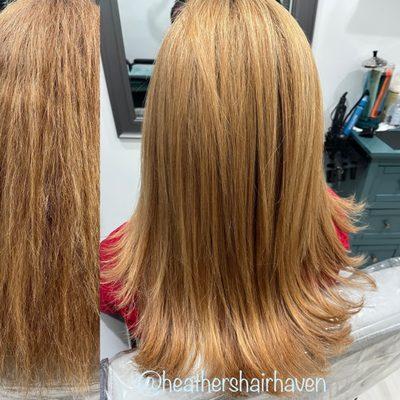 Before and after Rejuvenol Ultimate Keratin Treatment