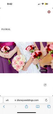 Bridal and bridesmaid's floral example