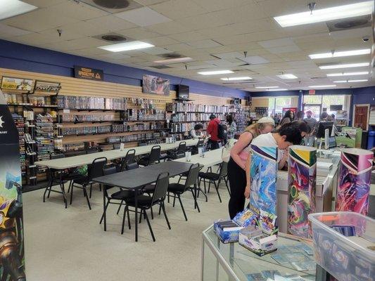 Main lobby has LOTS of space for cards, D&D campaigns, and board games.