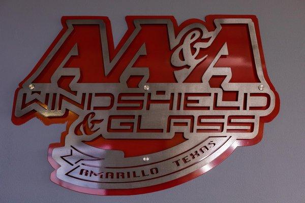 AA&A Windshield & Glass sign in the main office.