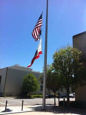 Flags fly at half staff in honor of the Boston Marathon victims