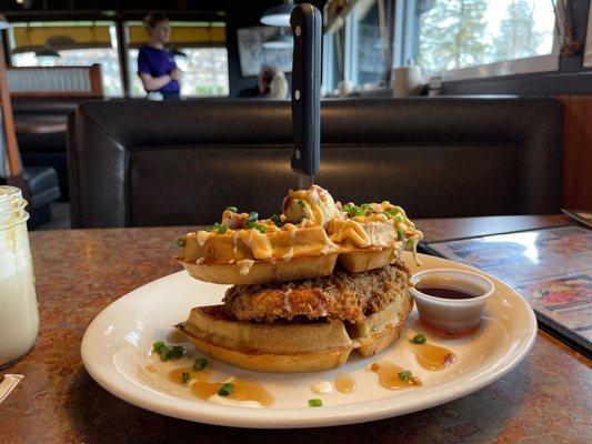 i lived in Antelope for 13 years. how come I never go to Huckleberry's ? Big mistake of myself!   Stacked Chicken and Waffles !