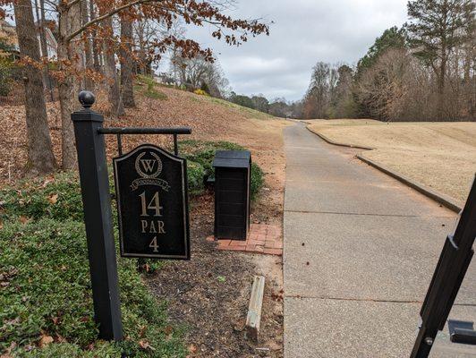 Hole 14 marker.