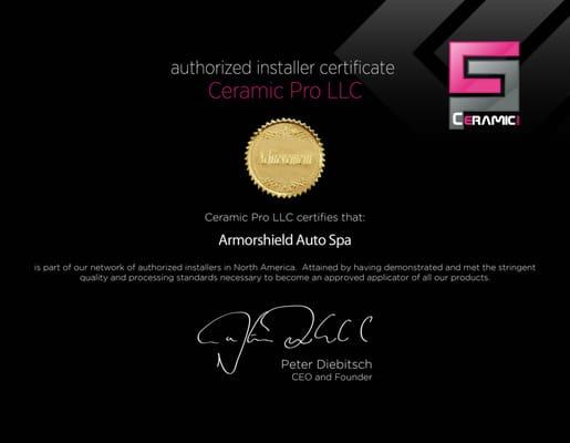 We are Ceramic Pro Certified Installers, the Industry leader of Permanent Nano Ceramic Coatings.