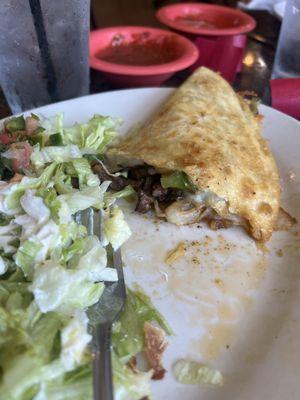 This was the fajita quesadilla. It was so good. I forgot to take pictures before I started eating.