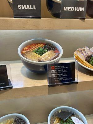 Plastic ramen in the display case