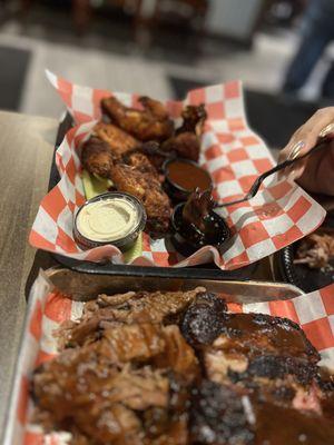 Jumbo Wings, Brisket Platter, Rib Dinner Family Pack