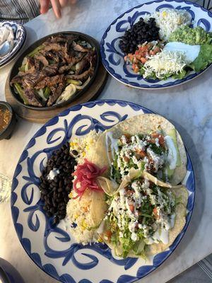 Cochinita tacos and beef fajitas