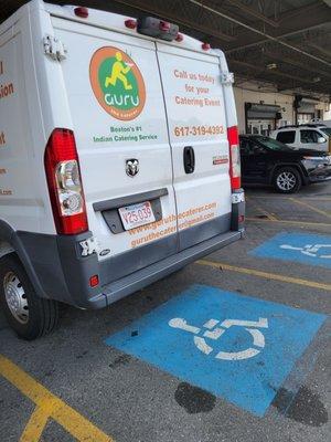 Parked in the disabled space.